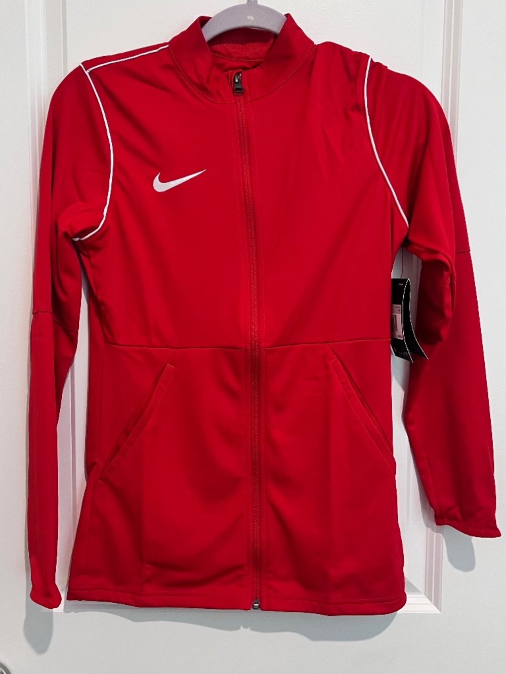 Nike Dri-FIT Academy Soccer Track Jacket Full Zip Red White Trim Women's XS NWT